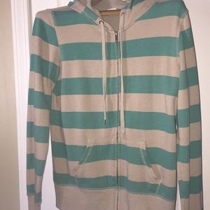 Sea-foam and tan hoodie